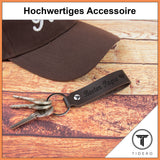 Schlüsselanhänger aus Leder mit Gravur "Bester Papa", Schreibschrift beidseitig | Dunkelbraun Schlüsselanhänger Tidero