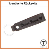 Schlüsselanhänger aus Leder mit Gravur "Bester Papa", Schreibschrift beidseitig | Dunkelbraun Schlüsselanhänger Tidero