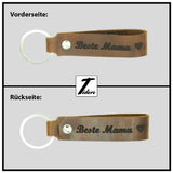 Schlüsselanhänger aus Leder mit Gravur "Beste Mama", beidseitig | versch. Farben Schlüsselanhänger Tidero