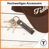 Schlüsselanhänger aus Leder mit Wunschgravur - Grau Tidero