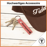 Schlüsselanhänger aus Leder mit zweizeiliger Wunschgravur - Red Washed Tidero