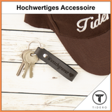 Schlüsselanhänger aus Leder mit Wunschgravur - Grau Retro Tidero