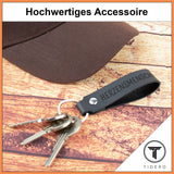 Schlüsselanhänger aus Leder mit Gravur "Herzensmensch", beidseitig | Grau Tidero