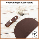 Schlüsselanhänger aus Leder mit Metall-Herz - Braun Tidero