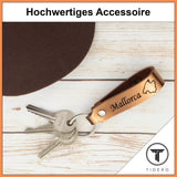 Schlüsselanhänger aus Leder mit Gravur Mallorca | verschiedene Farben Tidero