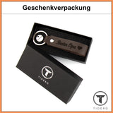 Schlüsselanhänger aus Leder mit Gravur "Bester Opa", beidseitig | Dunkelbraun Tidero