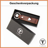 Schlüsselanhänger aus Leder mit Metall-Herz - Braun Tidero