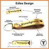 Schlüsselanhänger aus Leder mit Wunschgravur - Gold Tidero