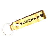 Schlüsselanhänger aus Leder mit Wunschgravur - Gold Tidero