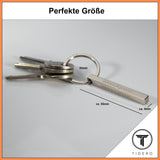 Cuboid Schlüsselanhänger aus Edelstahl mit Wunschgravur personalisiert - Silber Tidero