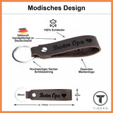 Schlüsselanhänger aus Leder mit Gravur "Bester Opa", beidseitig | Dunkelbraun Tidero