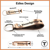 Schlüsselanhänger aus Leder mit Wunschgravur - Rosé Metallic Tidero