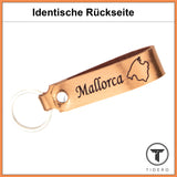 Schlüsselanhänger aus Leder mit Gravur Mallorca | verschiedene Farben Tidero