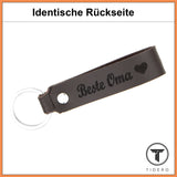 Schlüsselanhänger aus Leder mit Gravur "Beste Oma", beidseitig | Dunkelbraun Tidero