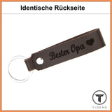 Schlüsselanhänger aus Leder mit Gravur "Bester Opa", beidseitig | Dunkelbraun Tidero