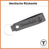 Schlüsselanhänger aus Leder mit Gravur "Heimathafen", beidseitig Tidero