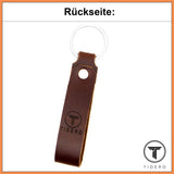 Schlüsselanhänger aus Leder mit Metall-Herz - Braun Tidero