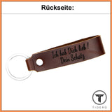 Schlüsselanhänger aus Leder mit Metall-Herz - Braun Tidero