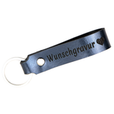 Schlüsselanhänger aus Leder mit Wunschgravur - Blau Metallic Tidero