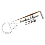 Schlüsselanhänger aus Leder mit zweizeiliger Wunschgravur - Silber Metallic Tidero