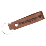 Schlüsselanhänger aus Leder mit Wunschgravur - Braun Tidero