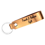 Schlüsselanhänger aus Leder mit zweizeiliger Wunschgravur - Kupfer Metallic Tidero