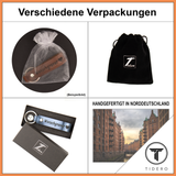 Schlüsselanhänger aus Leder mit zweizeiliger Wunschgravur - Blau Metallic Tidero