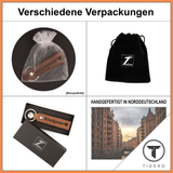 Schlüsselanhänger aus Leder mit zweizeiliger Wunschgravur - Braun Retro Tidero