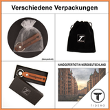 Schlüsselanhänger aus Leder mit zweizeiliger Wunschgravur - Hellbraun Retro Tidero