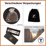 Schlüsselanhänger aus Leder mit zweizeiliger Wunschgravur - Braun Metallic Tidero