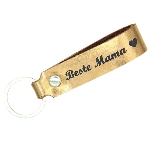 Schlüsselanhänger aus Leder mit Gravur "Beste Mama", beidseitig | versch. Farben Schlüsselanhänger Tidero Kupfer Metallic 