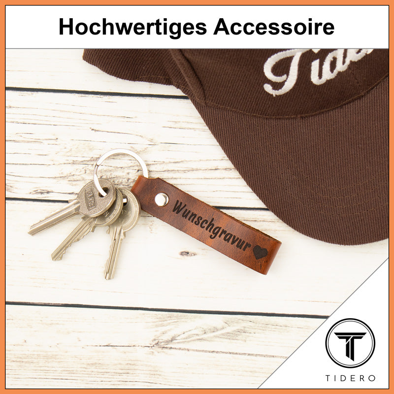 Schlüsselanhänger aus Leder mit Wunschgravur - Wild Brown (Braun) Schlüsselanhänger Tidero 