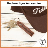 Schlüsselanhänger aus Leder mit Wunschgravur - Braun Tidero