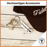 Schlüsselanhänger aus Leder mit zweizeiliger Wunschgravur - Silber Metallic Tidero