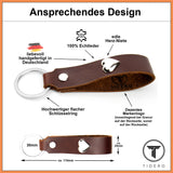 Schlüsselanhänger aus Leder mit Metall-Herz - Braun Tidero