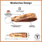Schlüsselanhänger aus Leder mit Gravur Mallorca | verschiedene Farben Tidero