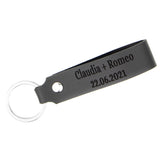 Schlüsselanhänger aus Leder mit zweizeiliger Wunschgravur - Grau Tidero